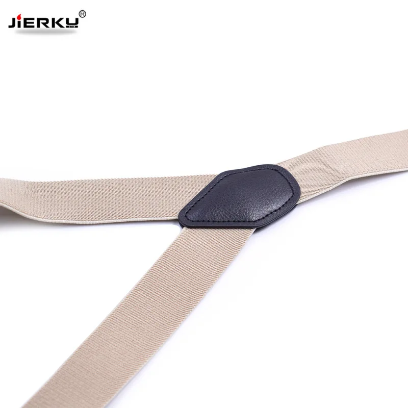 JIERKU Buttons Suspenders Man's Braces Unisex Black Leather Suspenders New Y-Back Ligas Tirantes 3.5*120cm 8 Colors