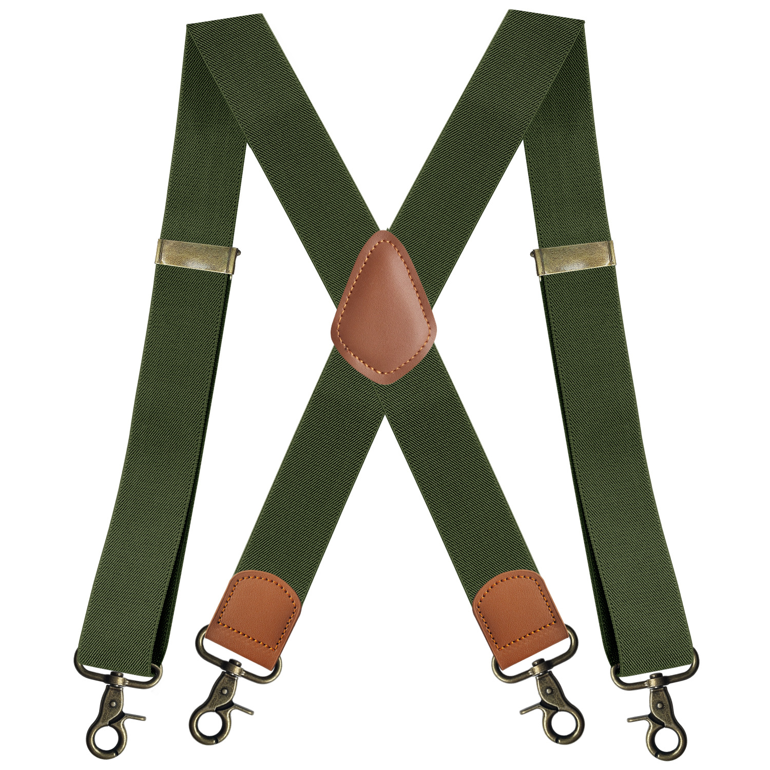 Vintage Suspenders for Men 3.5cm Wide X-Black 4 Bronze Hook Clips Heavy Duty Big Tall Adjustable Elastic Trouser Braces Straps