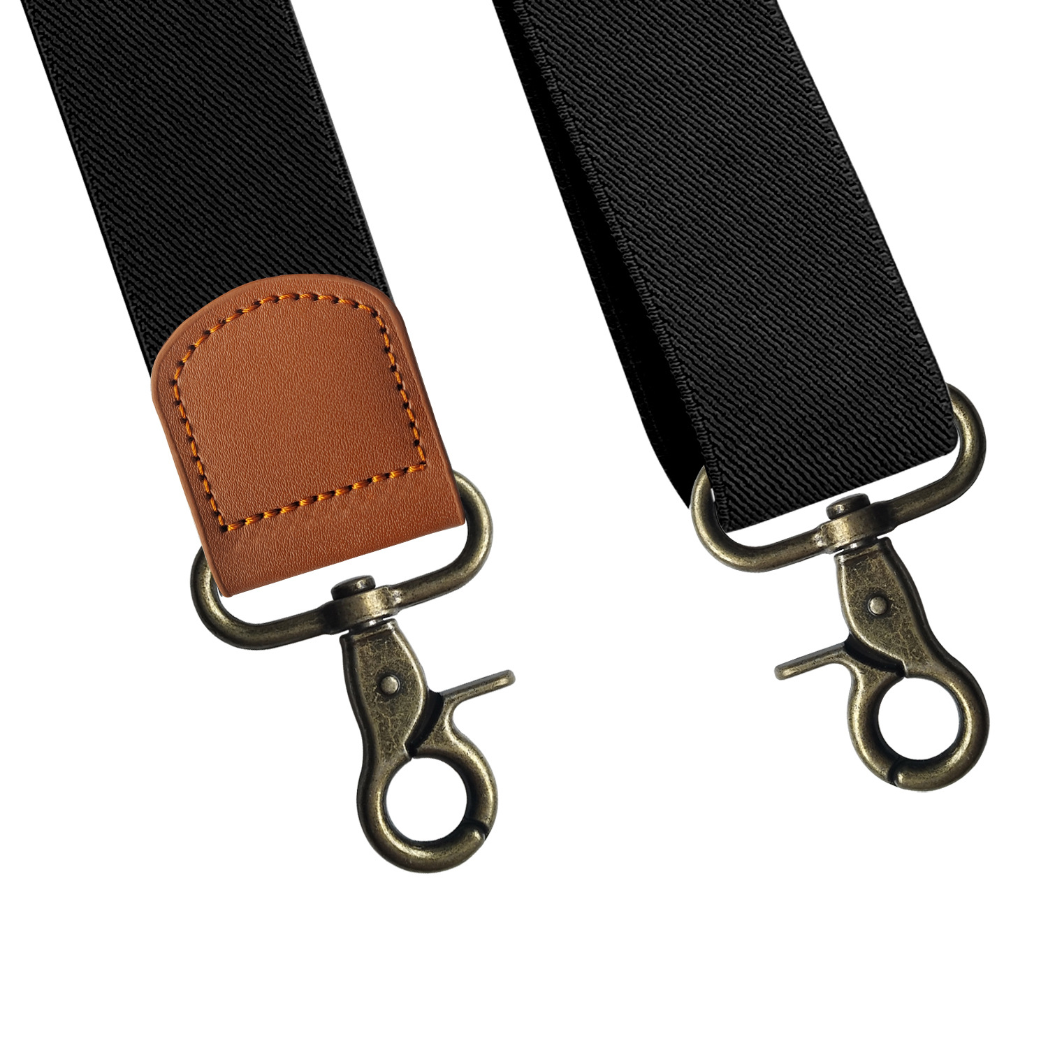 Vintage Suspenders for Men 3.5cm Wide X-Black 4 Bronze Hook Clips Heavy Duty Big Tall Adjustable Elastic Trouser Braces Straps