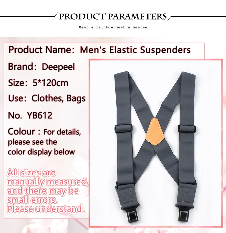 1Pc Deepeel 5*120cm Men's Elastic Wide Braces Adult X-type Suspenders with Clips Adjustable Heavy Duty Sport Work Suspender