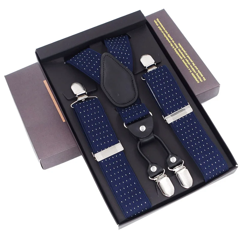 Man Suspenders 4 Clips Braces Black Leather Suspenders Adjustable Belt Strap Trousers Suspensorio Father Gifts Ligas