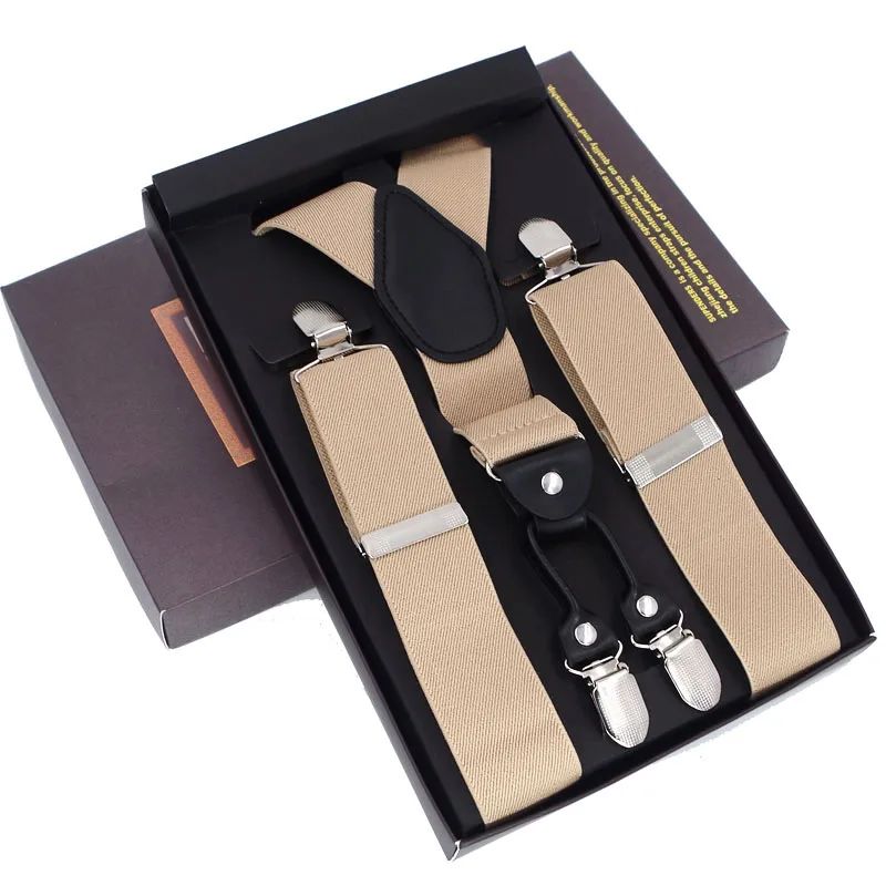 Man Suspenders 4 Clips Braces Black Leather Suspenders Adjustable Belt Strap Trousers Suspensorio Father Gifts Ligas