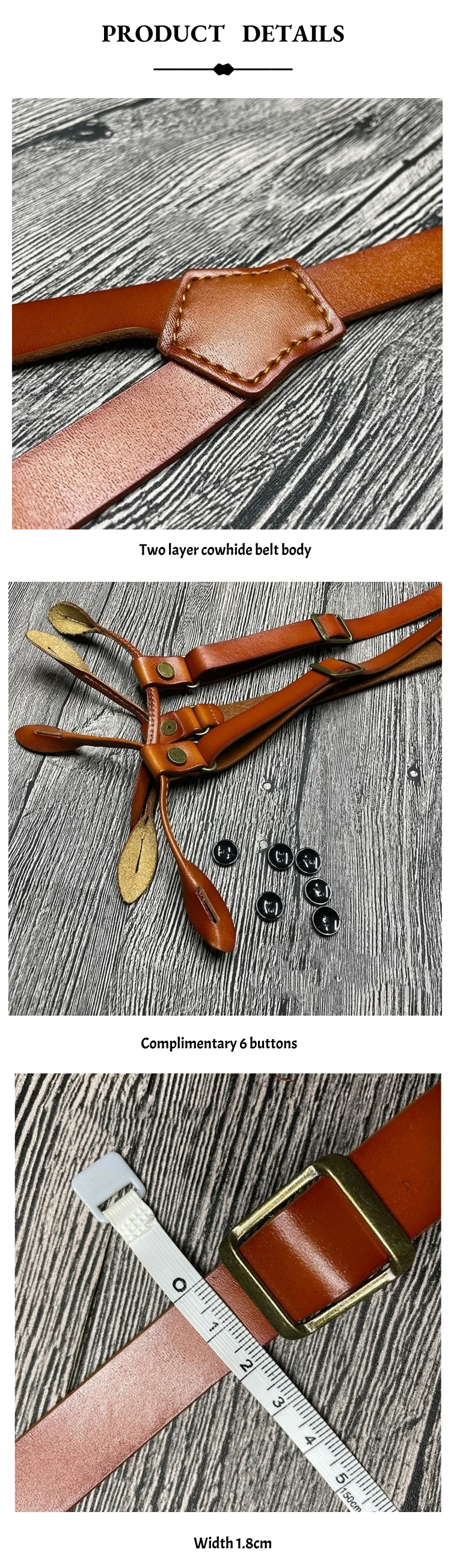 Suspenders For Men Vintage Leather Men's Suspenders Adult Braces 6 Buttons Women's Suspenders Belt Suspenders Man For Pants