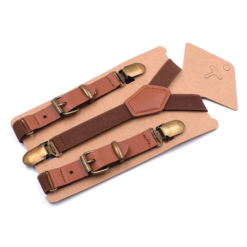 Vintage Kids Suspenders Tuxedo Y-back 3 Clips Adjustable Elastic Trouser Braces Children Boys Girls Wedding Party Accessories