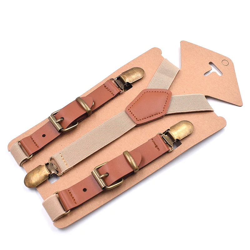 Vintage Kids Suspenders Tuxedo Y-back 3 Clips Adjustable Elastic Trouser Braces Children Boys Girls Wedding Party Accessories