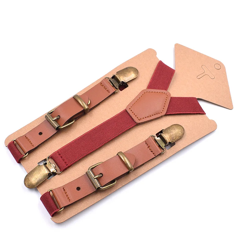 Vintage Kids Suspenders Tuxedo Y-back 3 Clips Adjustable Elastic Trouser Braces Children Boys Girls Wedding Party Accessories