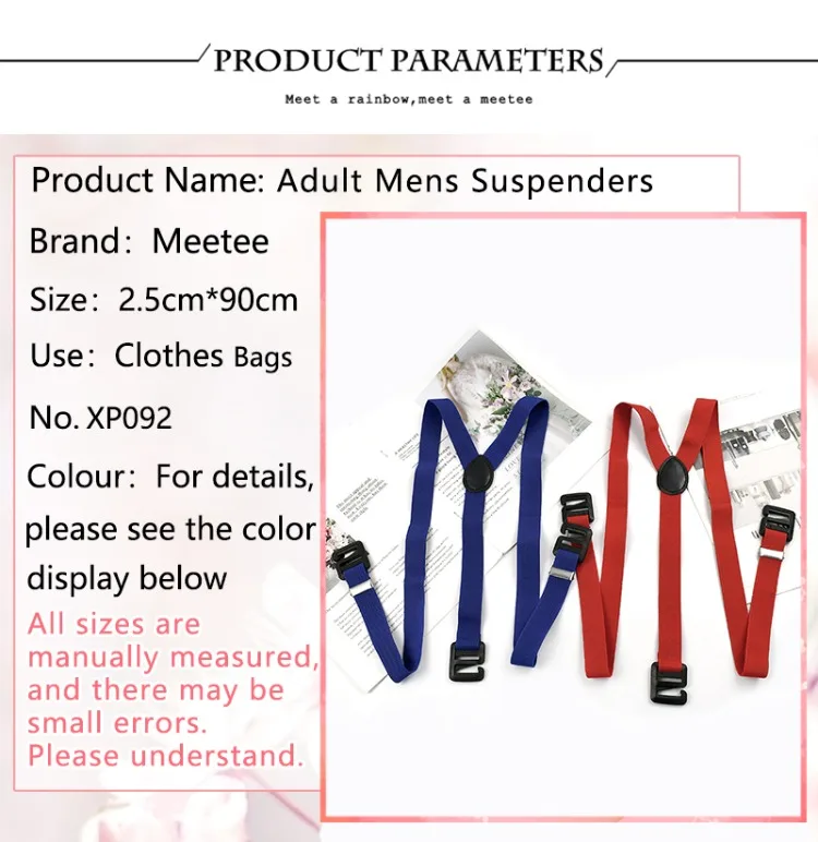 1Pc Deepeel 2.5cm Adult Men's Suspenders Harness Man Invisible 3 Clip Braces Elastic Adjust Strap Suspender Men for Shirts Pants