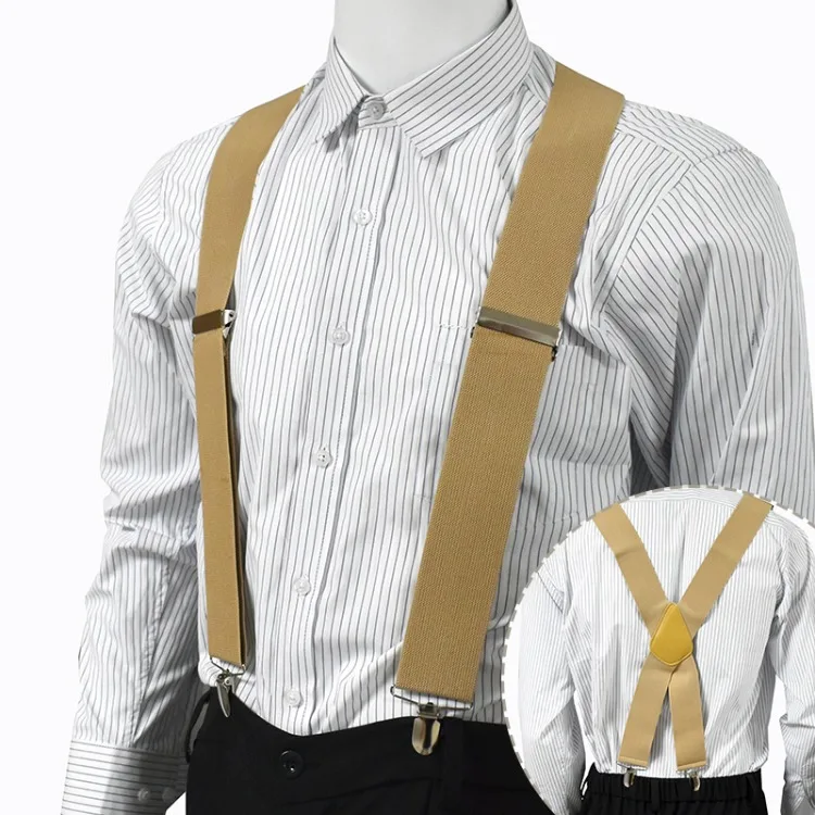 Deepeel Fashion 5cm Wide Adult Men's Suspenders 4 Clips Strap Adjust Elastic Men Braces Harness Man Suit Pants Belt Accessories