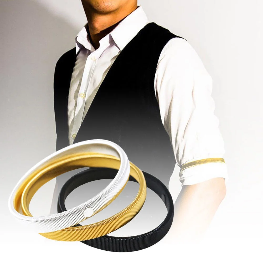 2pcs/pair Anti-Slip Elastic Shirt Sleeve Holders Metal Armbands Band Stretch Garters for Women Men