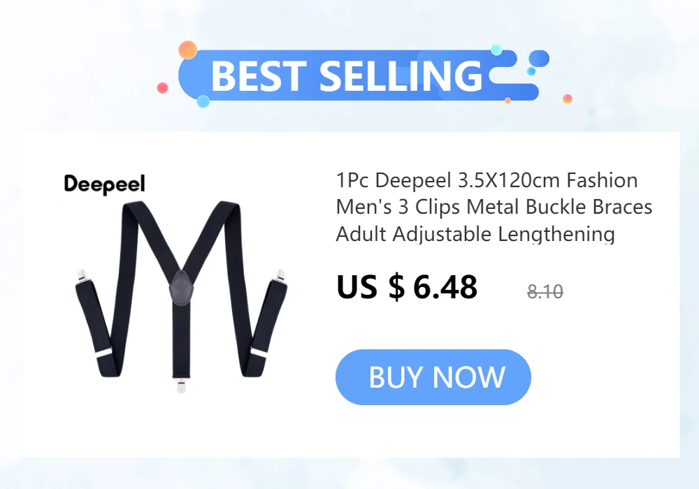 1Pc Deepeel 5*120cm New Fashion Wide Men's Suspender Pants Black Hook Buckle 4 Clip Stretch Male Jockstrap Work Braces Accessory