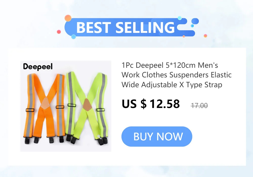 1Pc Deepeel 5*120cm New Fashion Wide Men's Suspender Pants Black Hook Buckle 4 Clip Stretch Male Jockstrap Work Braces Accessory