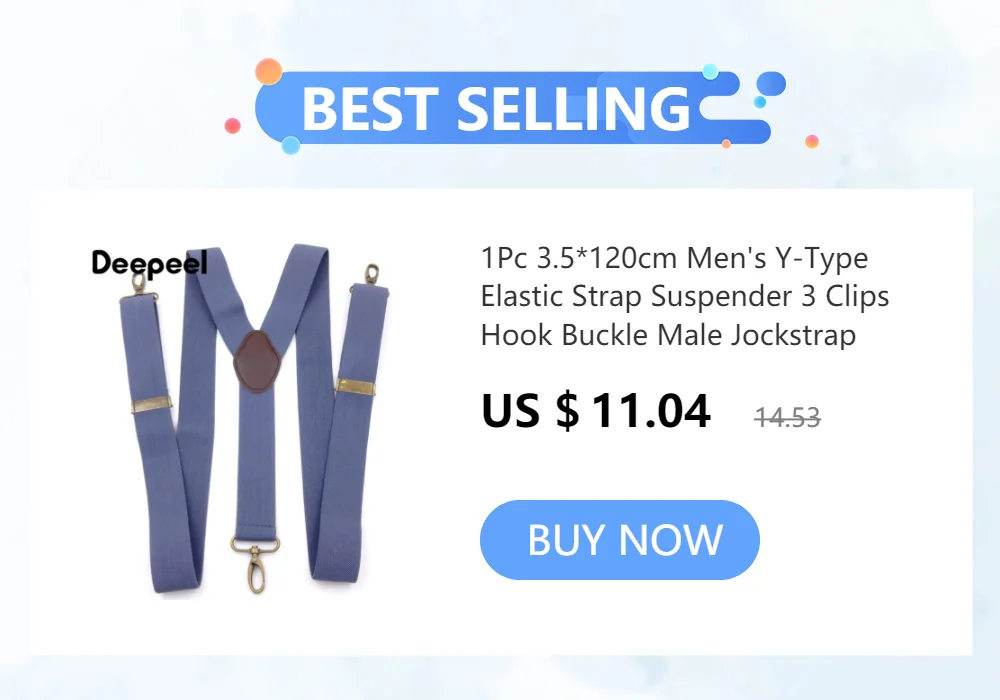 1Pc Deepeel 5*120cm New Fashion Wide Men's Suspender Pants Black Hook Buckle 4 Clip Stretch Male Jockstrap Work Braces Accessory