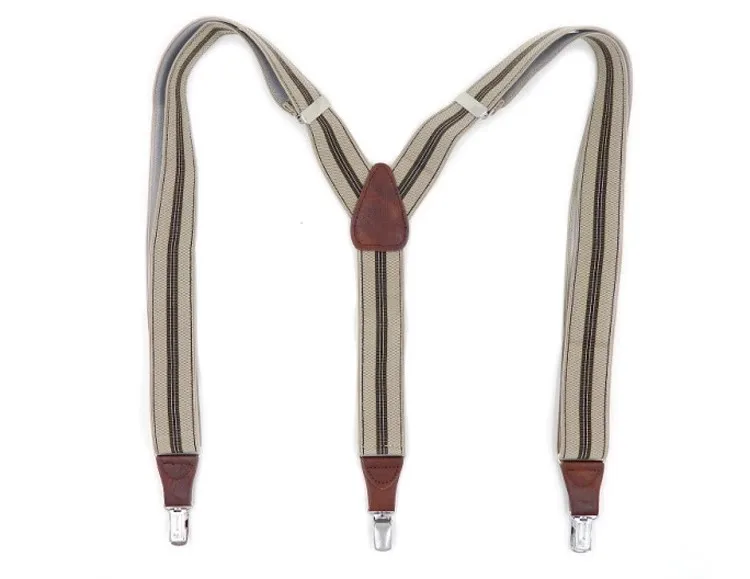 Men's Suspenders 3 clips leather braces adult suspensorio  tirantes hombre father bretelles Grandfather gifts