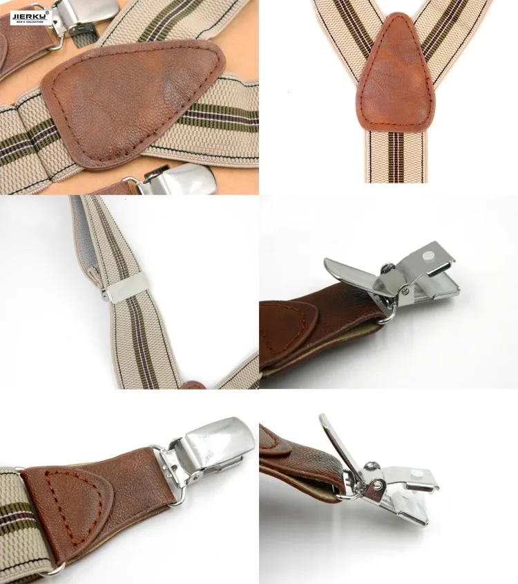 Men's Suspenders 3 clips leather braces adult suspensorio  tirantes hombre father bretelles Grandfather gifts
