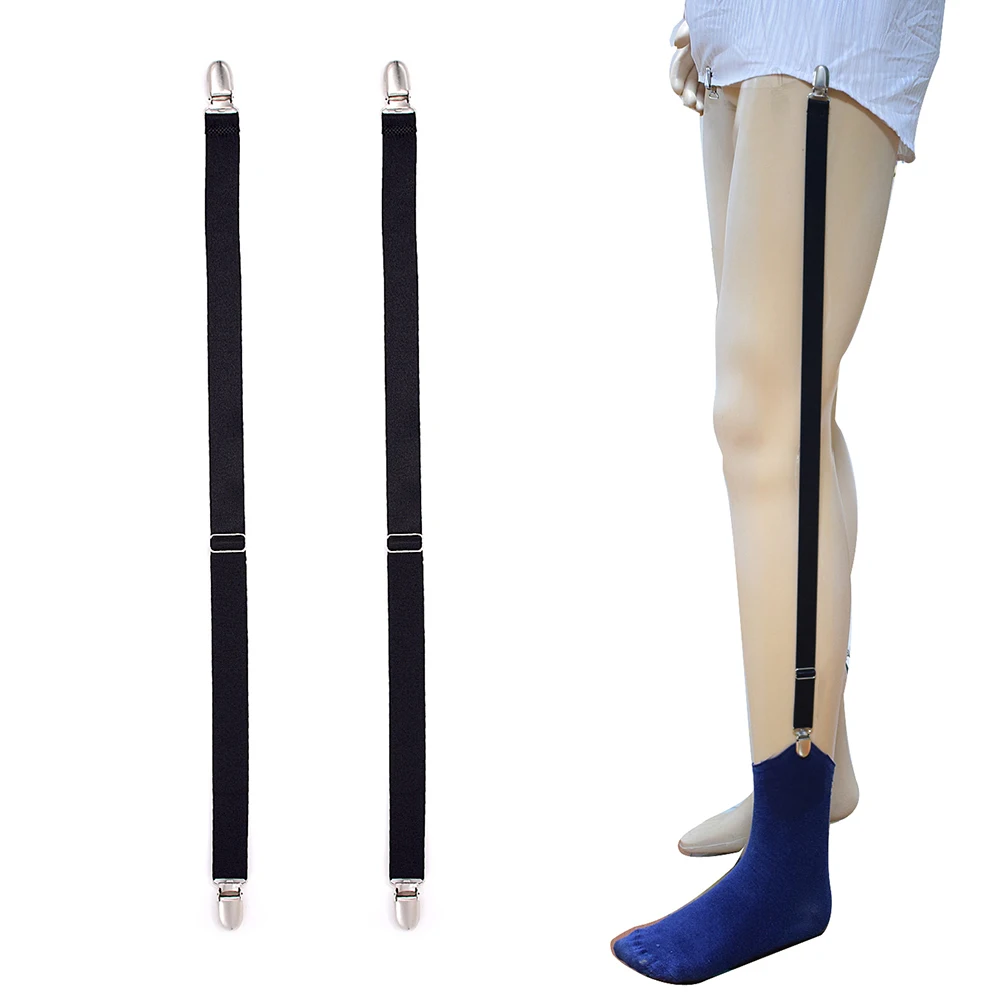 1 Pair Shirt Stays Holders for Men Military Police Adjustable Elastic Leg Suspenders Straps Non Slip Shirt Tucker Sock Garters