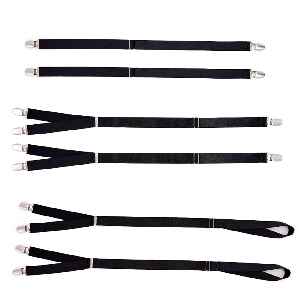 1 Pair Shirt Stays Holders for Men Military Police Adjustable Elastic Leg Suspenders Straps Non Slip Shirt Tucker Sock Garters