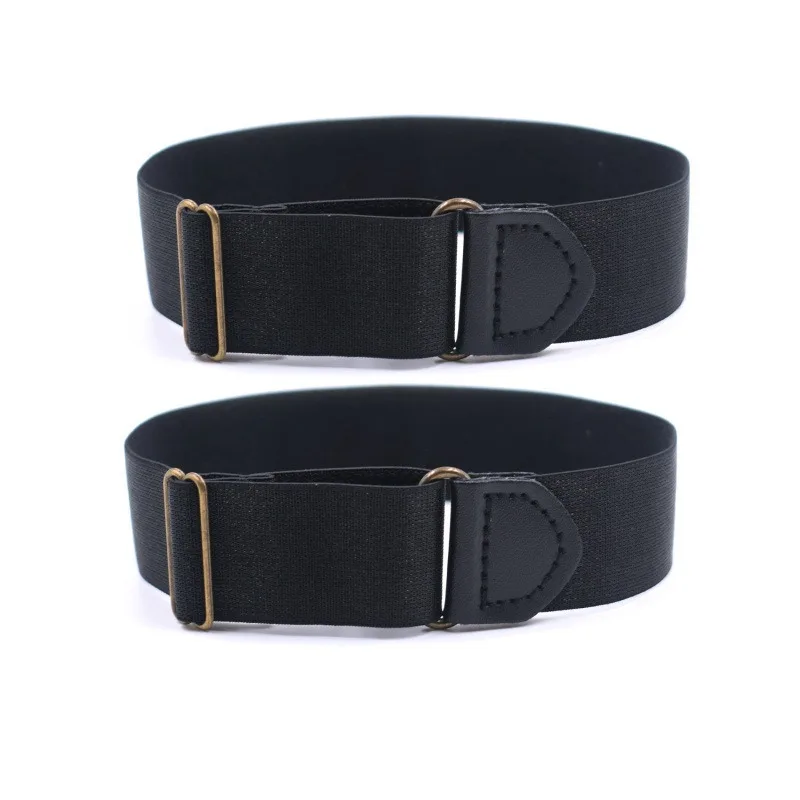 2pcs/pair Black Sleeve Garters Adjustable Elastic Anti-slip Shirt Sleeve Holders Garters Stretch Armbands for Women Men