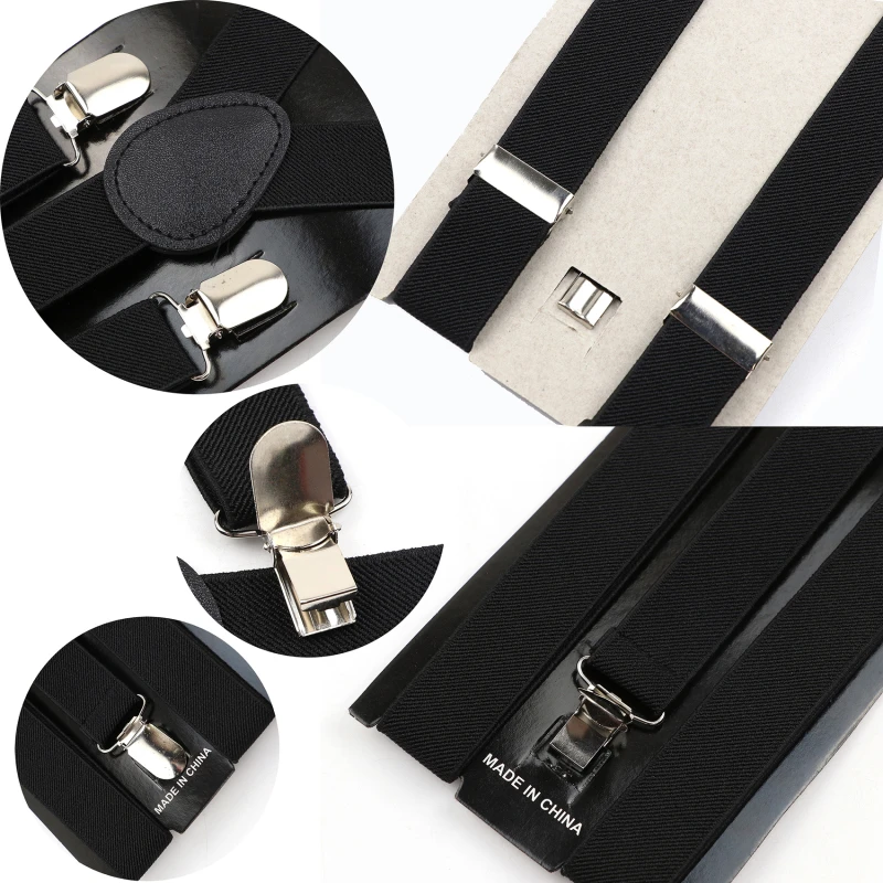 35/25/20mm Wide Men Suspenders High Elastic Adjustable 4 Strong Clips Suspender Heavy Duty X Back Trousers Braces