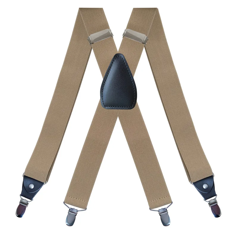 Men's Suspenders Heavy Duty Big Tall 3.5cm X-back 4 Clips Adjustable Elastic Trouser Pants Braces Belt Gifts for Him Dad Husband