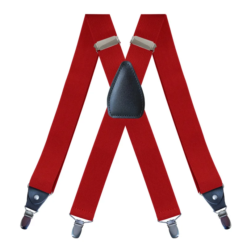 Men's Suspenders Heavy Duty Big Tall 3.5cm X-back 4 Clips Adjustable Elastic Trouser Pants Braces Belt Gifts for Him Dad Husband