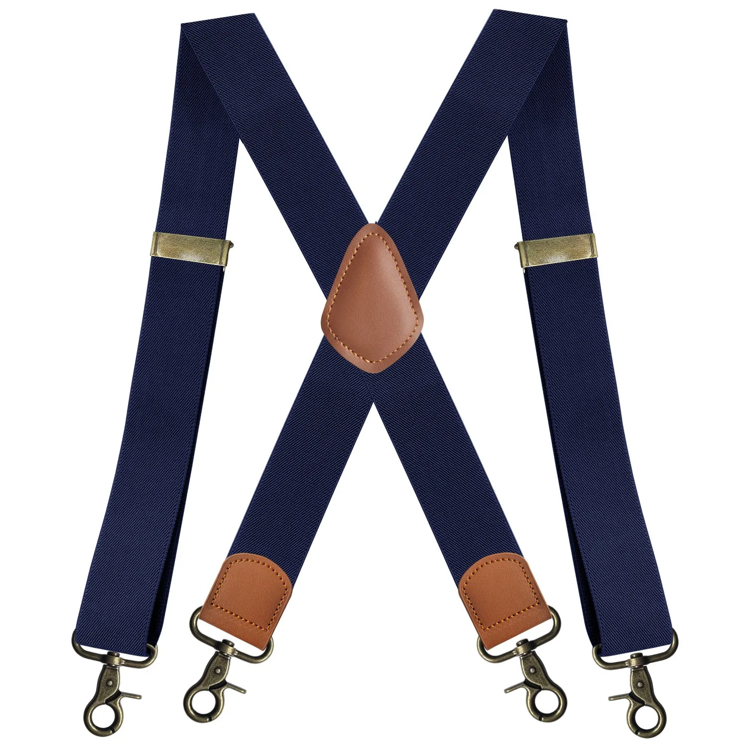 Vintage Suspenders for Men Heavy Duty Big and Tall X-Back 4 Snap Hooks Adjustable Elastic Trouser Braces, Gift for Dad Husband
