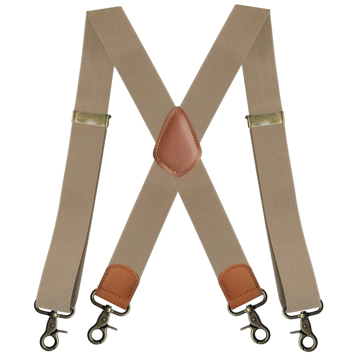 Vintage Suspenders for Men Heavy Duty Big and Tall X-Back 4 Snap Hooks Adjustable Elastic Trouser Braces, Gift for Dad Husband