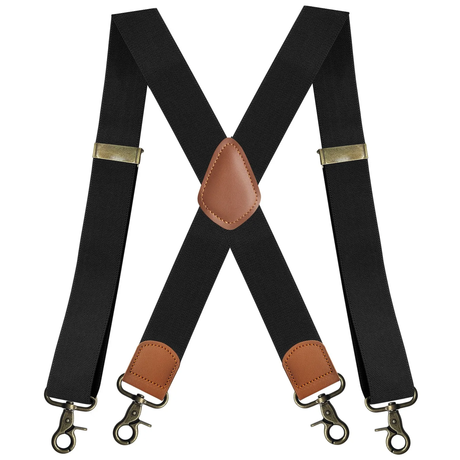 Vintage Suspenders for Men Heavy Duty Big and Tall X-Back 4 Snap Hooks Adjustable Elastic Trouser Braces, Gift for Dad Husband