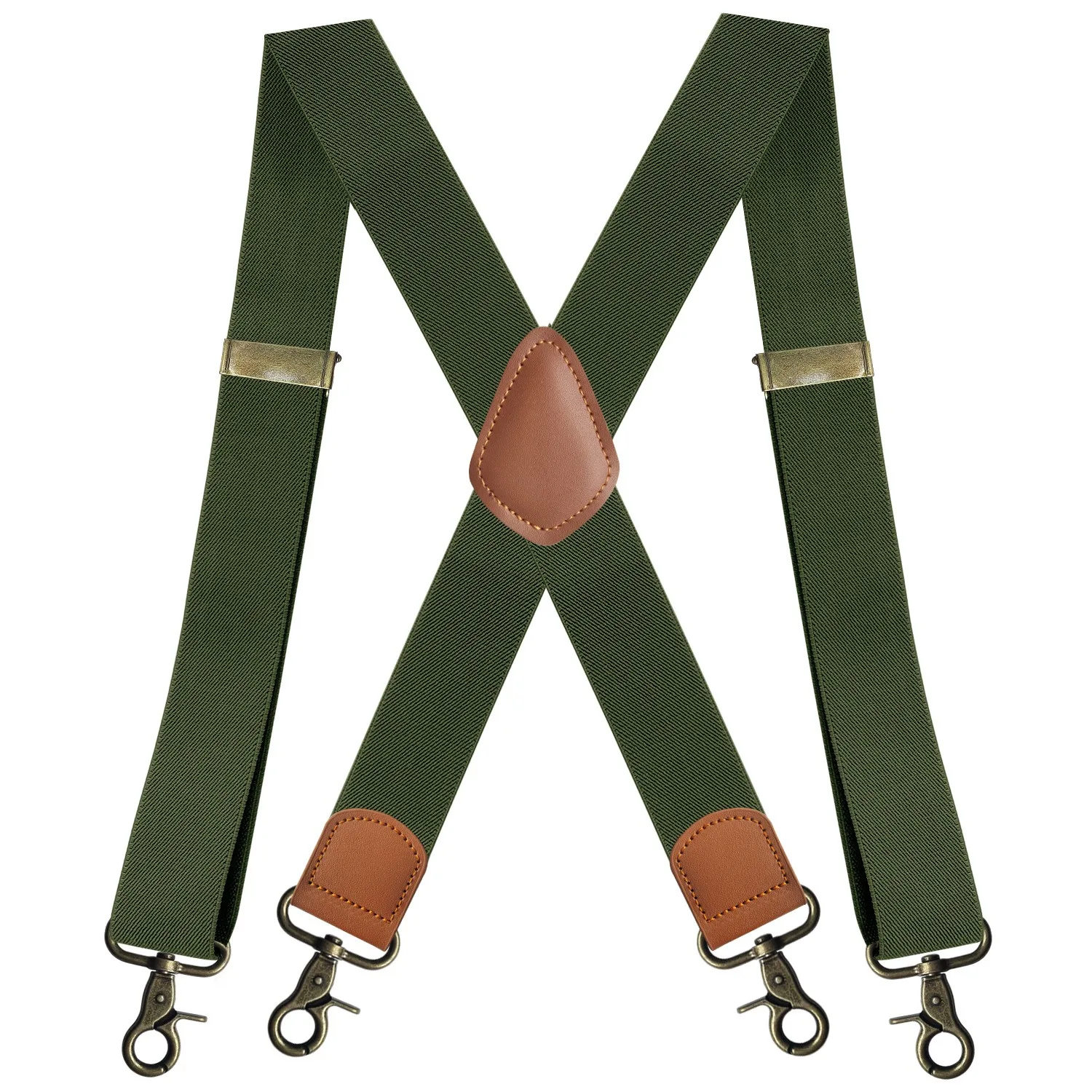 Vintage Suspenders for Men Heavy Duty Big and Tall X-Back 4 Snap Hooks Adjustable Elastic Trouser Braces, Gift for Dad Husband