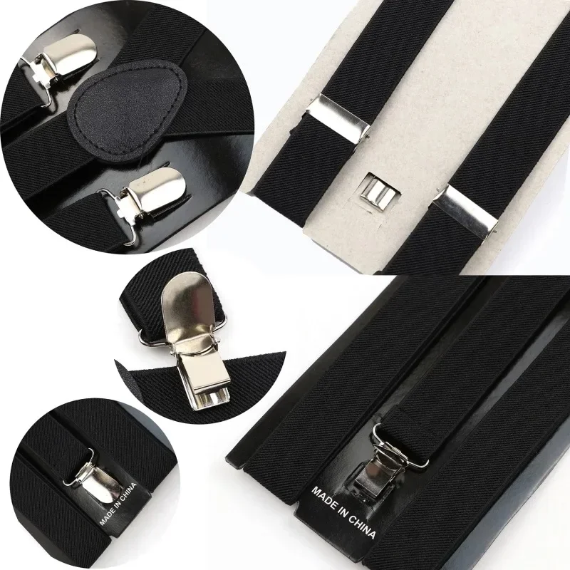 Men's Heavy Duty Suspenders with 3 Strong Clips High Elastic Adjustable Braces Pants Holder for Wedding Wear