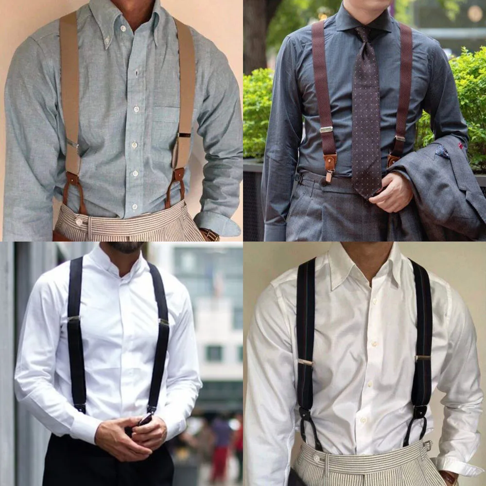 Fashion Paisley Green Silk Men Suspender Bowtie Handkerchief Cufflinks Set Y-Shape 6 Clips Party Wedding Business Barry.Wang