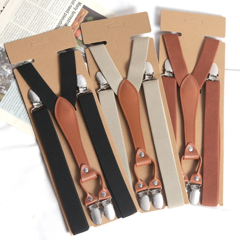 4Clips Men's Suspenders Men Braces Supports Tirantes for Women Elastic Adjustable Pants Straps Clothing 2.5*115cm