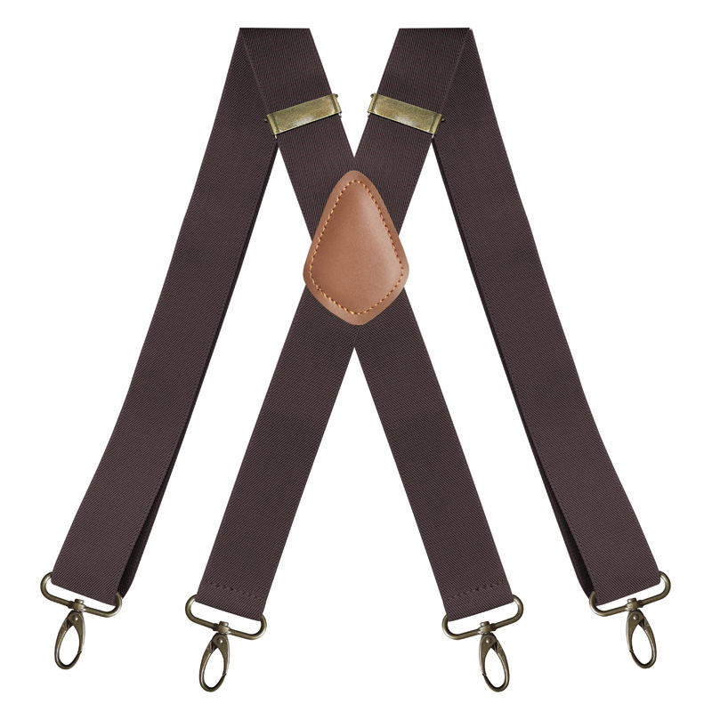 Vintage Suspenders for Men Heavy Duty Big Tall 3.5cm X-Shape 4 Snap Hooks Adjustable Elastic Trouser Braces Wedding Party