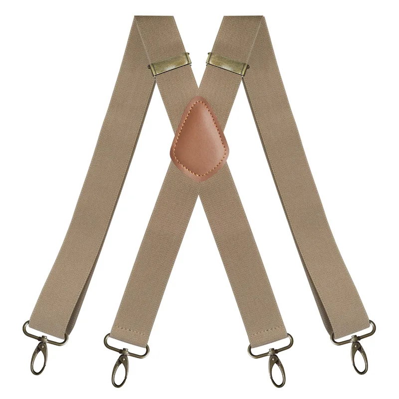Vintage Suspenders for Men Heavy Duty Big Tall 3.5cm X-Shape 4 Snap Hooks Adjustable Elastic Trouser Braces Wedding Party