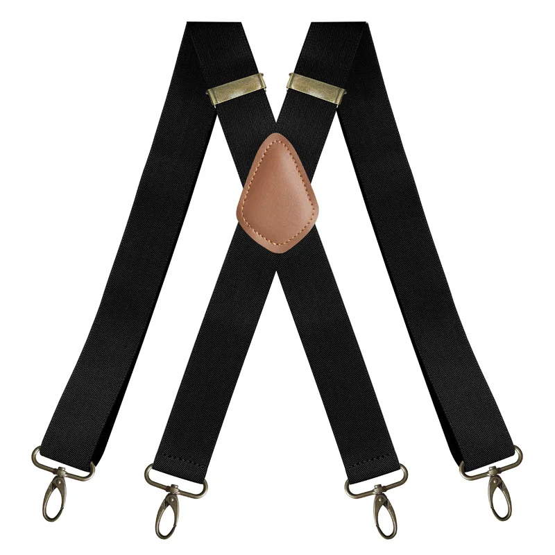 Vintage Suspenders for Men Heavy Duty Big Tall 3.5cm X-Shape 4 Snap Hooks Adjustable Elastic Trouser Braces Wedding Party