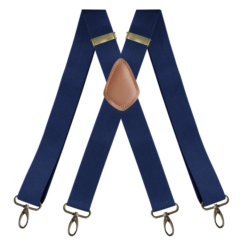Vintage Suspenders for Men Heavy Duty Big Tall 3.5cm X-Shape 4 Snap Hooks Adjustable Elastic Trouser Braces Wedding Party