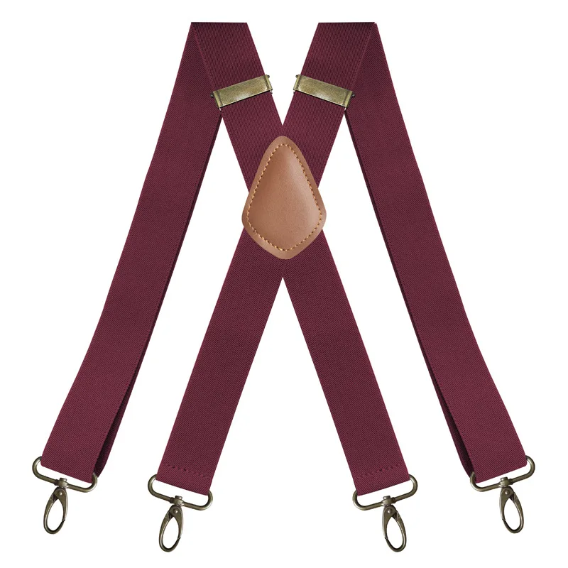 Vintage Suspenders for Men Heavy Duty Big Tall 3.5cm X-Shape 4 Snap Hooks Adjustable Elastic Trouser Braces Wedding Party