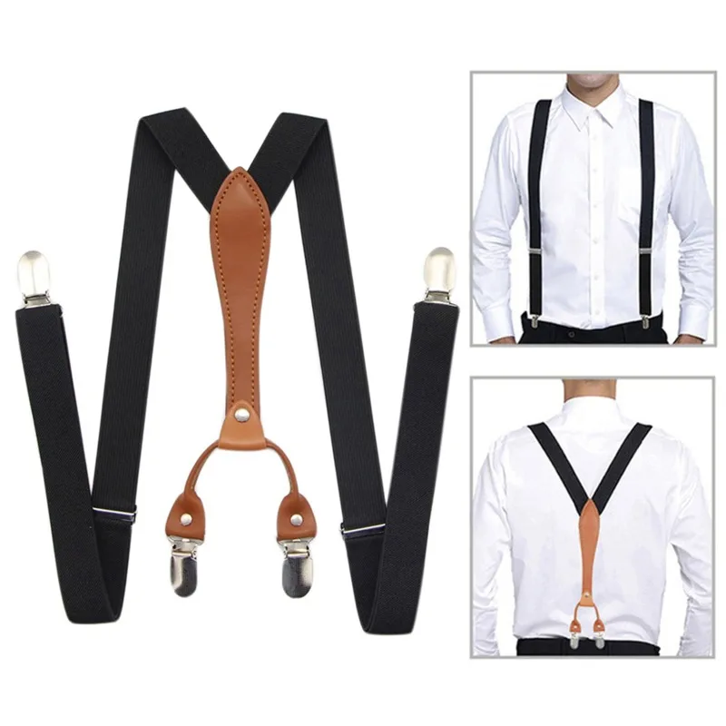 35/25/20mm Wide Men Suspenders High Elastic Adjustable 4 Strong Clips Suspender Heavy Duty X Back Trousers Braces