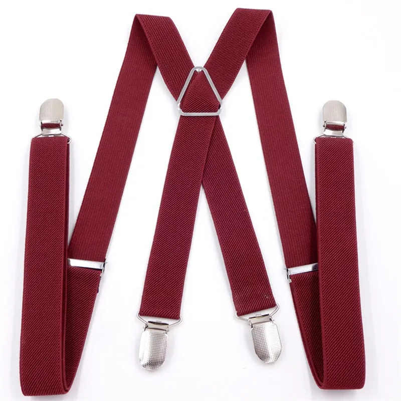 Suspenders Men Adjustable Elastic X Back Pants Women Suspender for Trousers 2.5CM Width 4 Clips Adjustable Elastic Back Braces