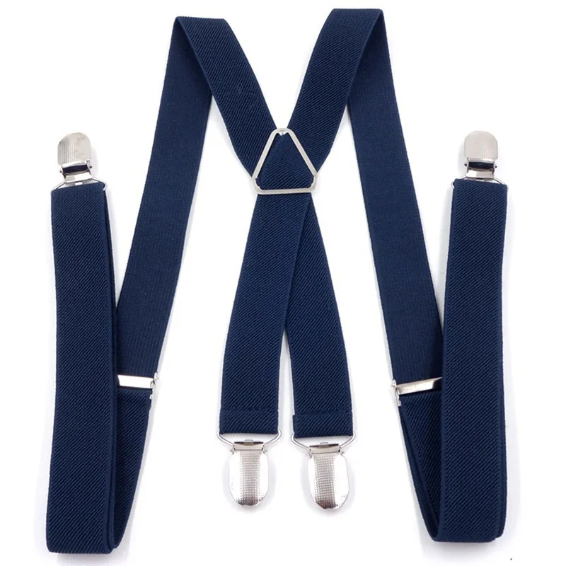 Suspenders Men Adjustable Elastic X Back Pants Women Suspender for Trousers 2.5CM Width 4 Clips Adjustable Elastic Back Braces