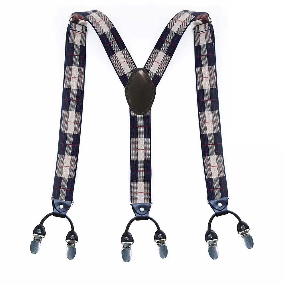 Suspenders for Men 3.5cm Wide Y Shaped 6 Metal Clips Adjustable Elastic Trouser Braces Strap Belts Wedding Party Formal Casual