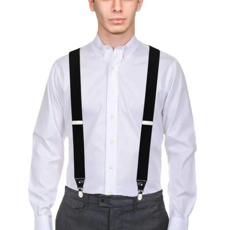 35/25/20mm Wide Men Suspenders High Elastic Adjustable 4 Strong Clips Suspender Heavy Duty X Back Trousers Braces