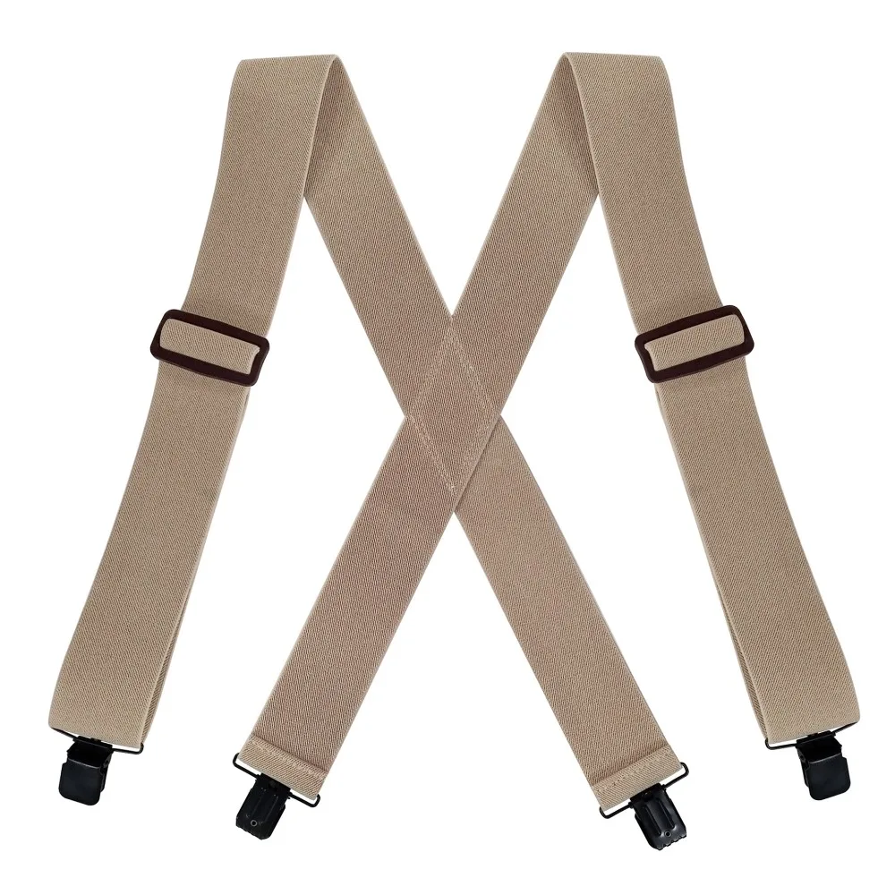 Heavy Duty Suspenders Big and Tall with 4 Clips Belt Loop X Back 5cm Wide Work Braces Adjustable Elastic for Men Women Fashion