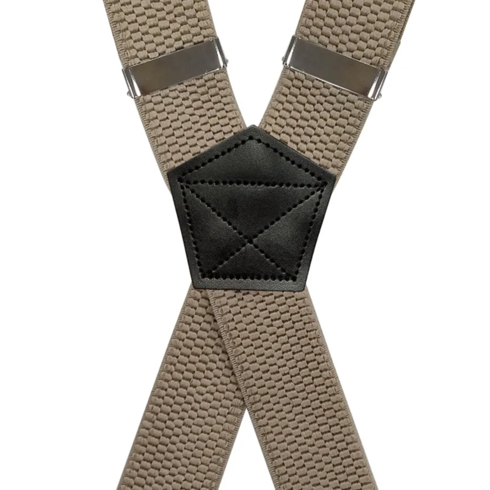 Heavy Duty Suspenders for Men Work Outdoor 3.8cm X-Back with 4 Strong Clips Adjustable Elastic Trouser Braces Strap Belts Navy