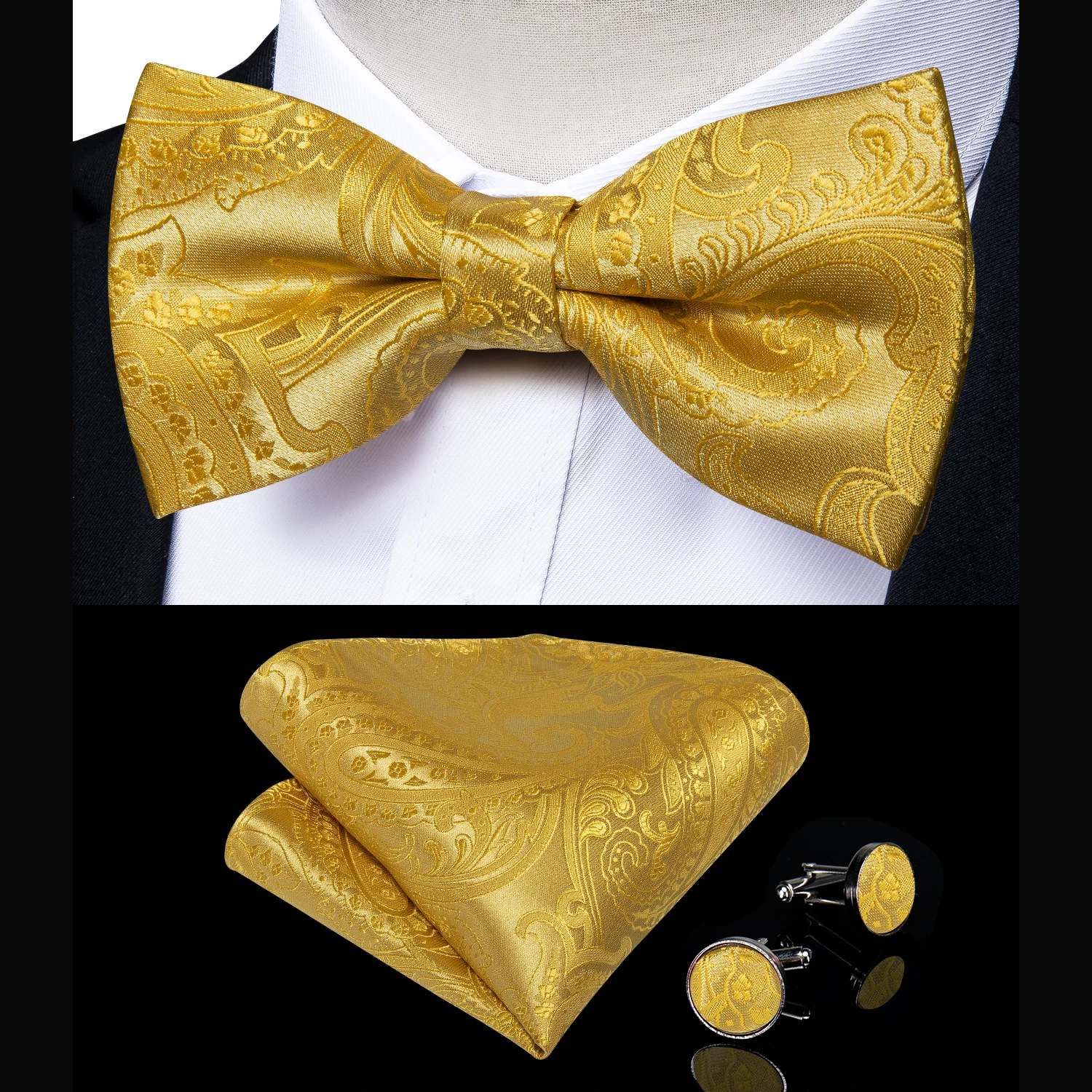 DiBanGu Fashion Wedding Party Suspeder for Man Adjustable Braces Bowtie Handkerchief Metal Clips Y back Elastic Wide Strap Sets
