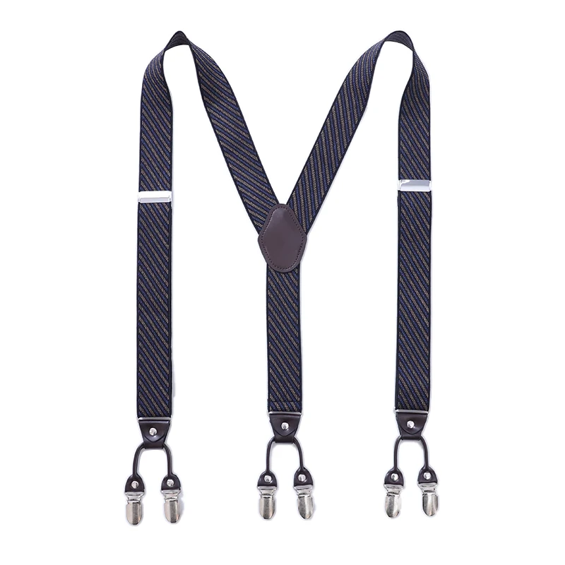 Heavy Duty Suspenders for Men Formal Casual Work 3.5cm Wide Y-Back 6 Clips Adjustable Elastic Trouser Braces Mens Fashion Gifts