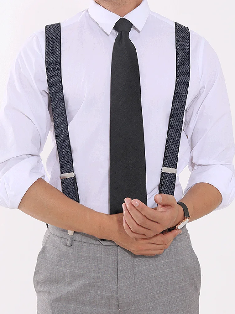 Heavy Duty Suspenders for Men Formal Casual Work 3.5cm Wide Y-Back 6 Clips Adjustable Elastic Trouser Braces Mens Fashion Gifts