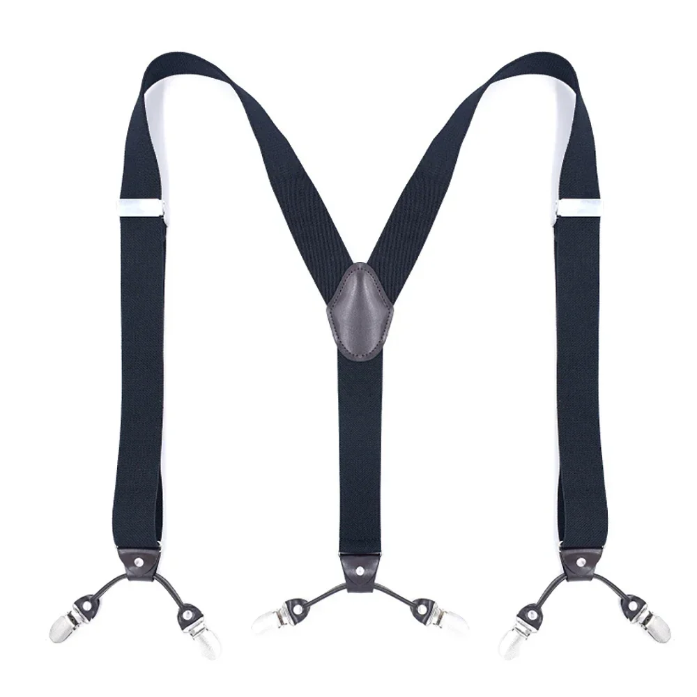 Fashion Suspenders for Men Heavy Duty Big Tall Y-back 6 Metal Clips Adjustable Elastic Trouser Braces Fathers Day Gifts for Dad