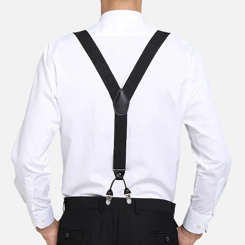 Fashion Suspenders for Men Heavy Duty Big Tall Y-back 6 Metal Clips Adjustable Elastic Trouser Braces Fathers Day Gifts for Dad