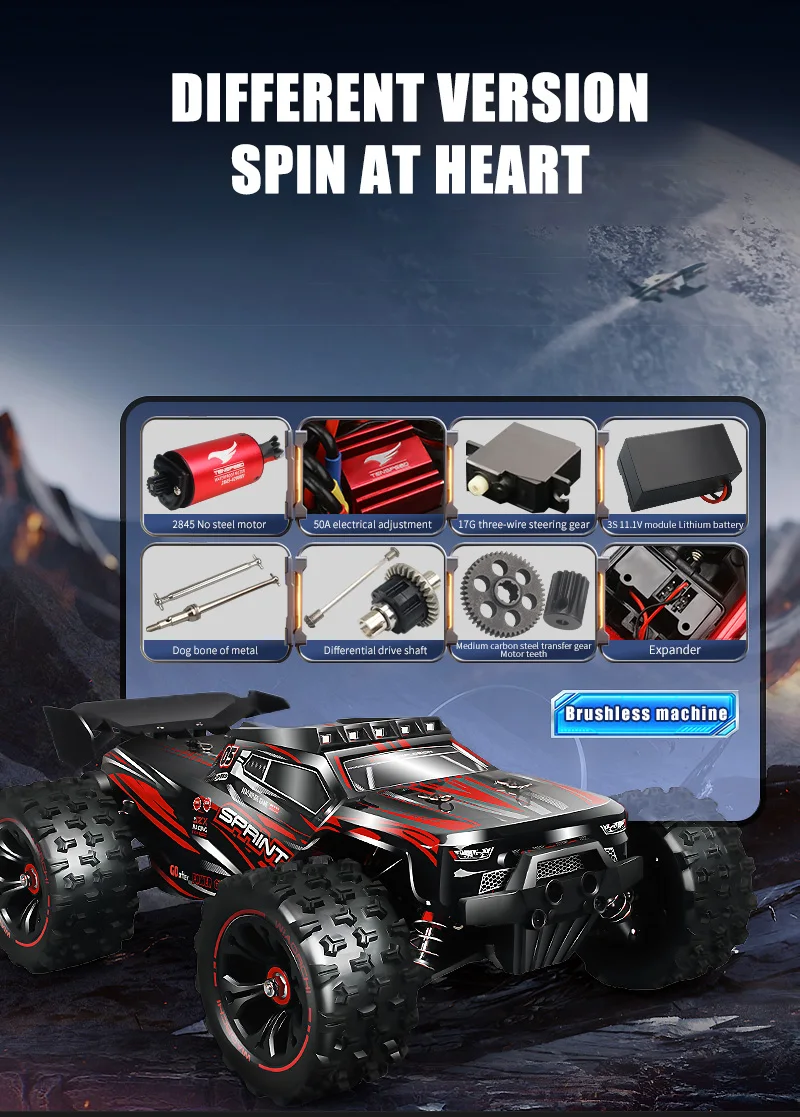1:16 85KM/H Or 50KM/H 4WD RC Car With LED Remote Control Cars High Speed Drift Monster 4x4 Truck for Kids vs Wltoys 124017 Toys