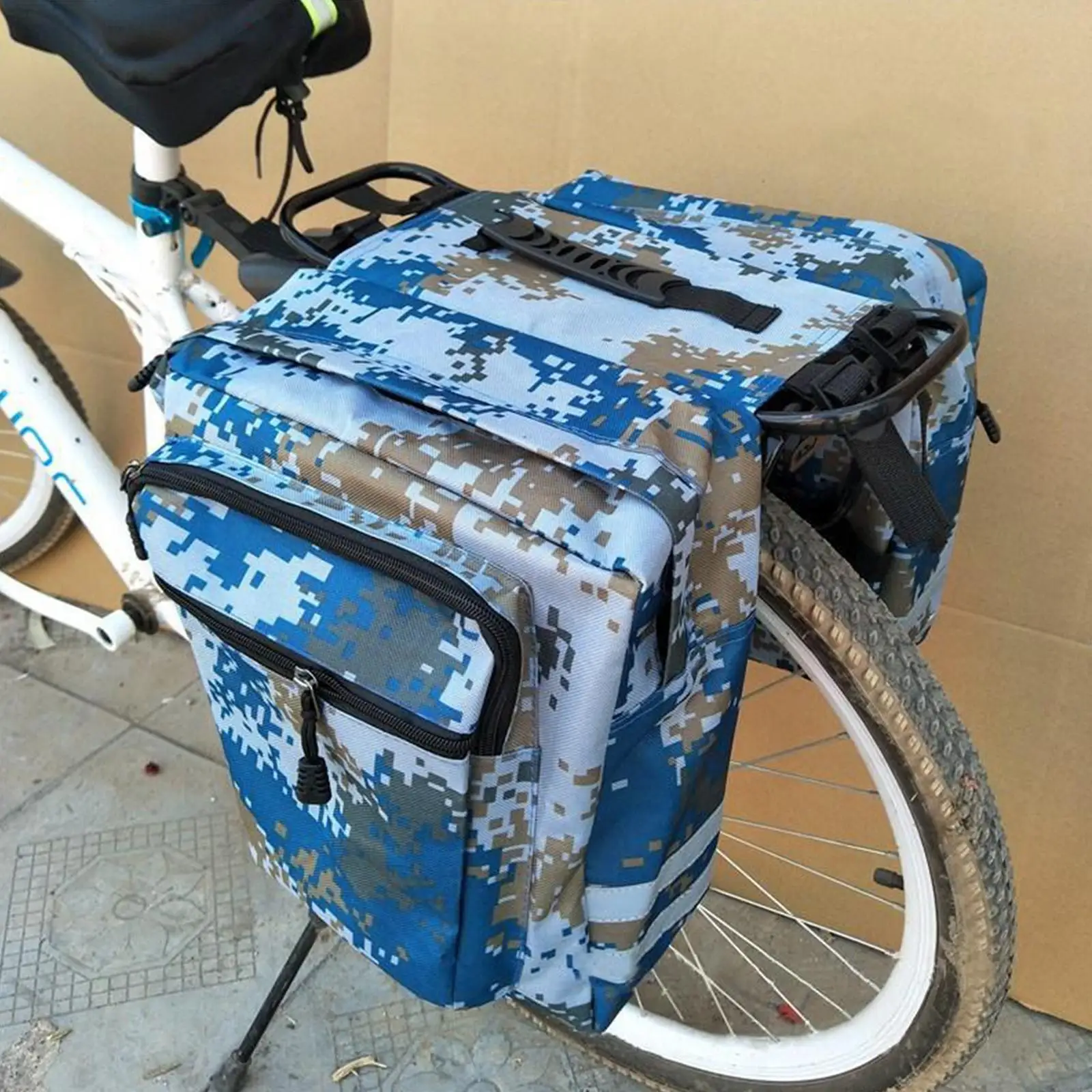 Bicycle Bag 50L Nylon Bike Bag Rear Rack Trunk Bike Luggage Back Seat Pannier Reflective Cycling Storage Bag Bicycle Accessories